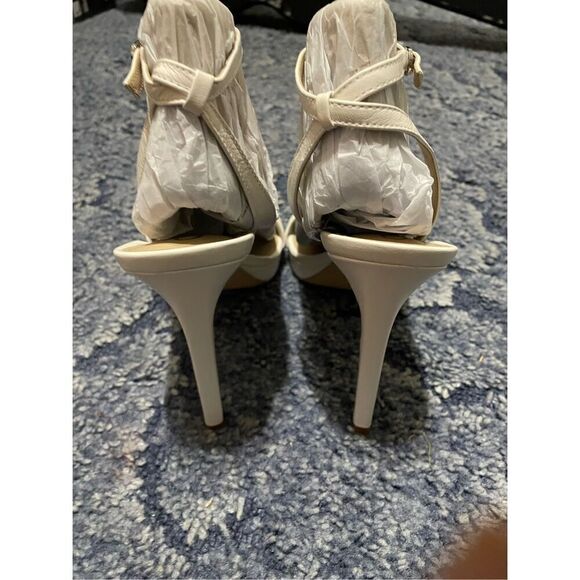 New Sam Edelman Delaney Women’s 8.5 Modern Ivory Open Toe Pump Heels - Picture 4 of 7